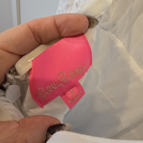 Lilly Pulitzer Willa white eyelet lace cotton halter dress, size 2. - Picture 8 of 9